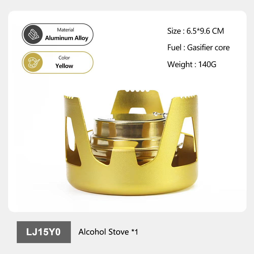 Hornillo de Alcohol Portátil de Aleación de Aluminio con Núcleo Gasificador | Estufa de Camping Liviana Mochila y Mate