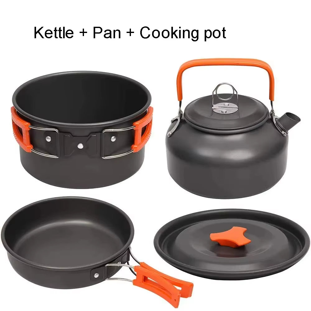 Camping Cookware Kit Outdoor Cooking Set Aluminum Pot Equipment Travel Tableware Kitchen for Hiking Picnic BBQ