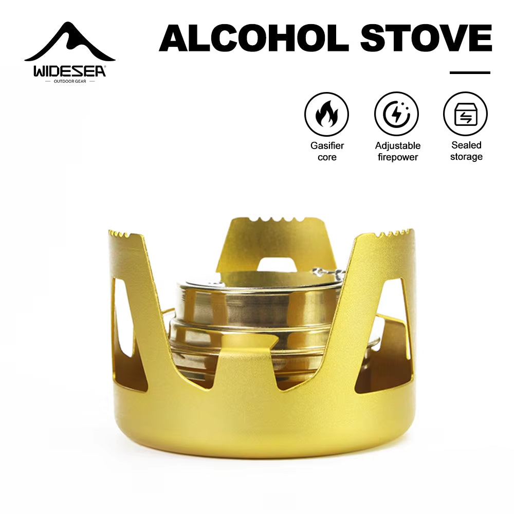 Hornillo de Alcohol Portátil de Aleación de Aluminio con Núcleo Gasificador | Estufa de Camping Liviana Mochila y Mate