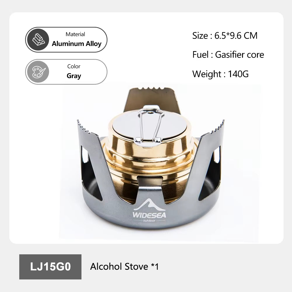 Hornillo de Alcohol Portátil de Aleación de Aluminio con Núcleo Gasificador | Estufa de Camping Liviana Mochila y Mate