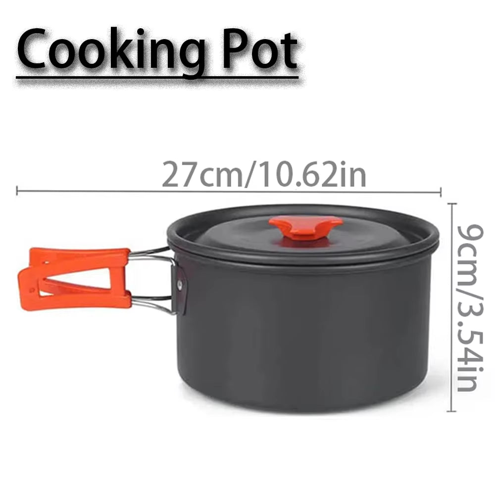 Camping Cookware Kit Outdoor Cooking Set Aluminum Pot Equipment Travel Tableware Kitchen for Hiking Picnic BBQ